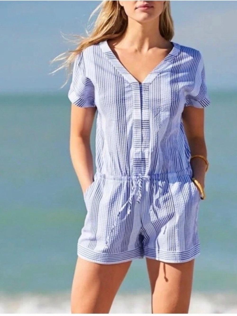 Vineyard Vines Blue and White Striped Romper